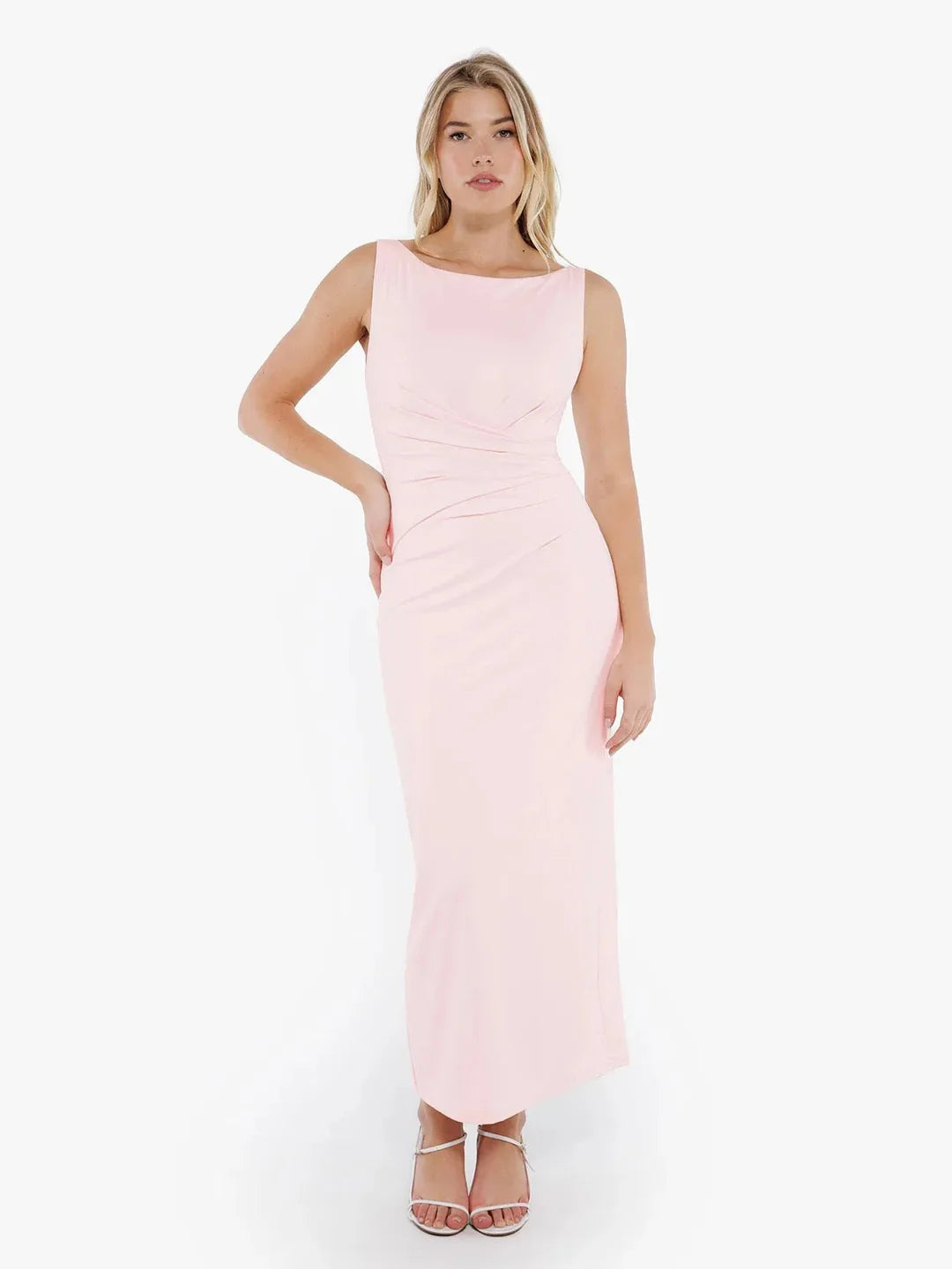 Shapewear Bootsausschnitt Drapiertes Sculpting Maxikleid